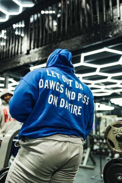 BLUE AND WHITE HOODIE