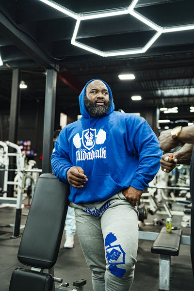 BLUE AND WHITE HOODIE